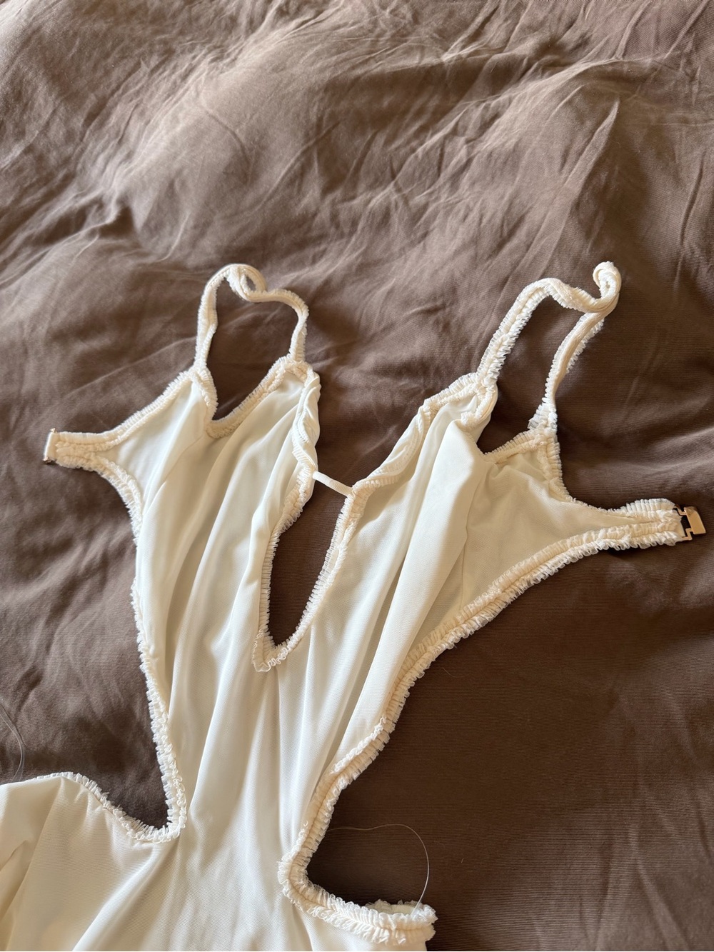 Oh Polly Jovelyn Ruffle Cut Out Mini Dress in White - Picture 7 of 11